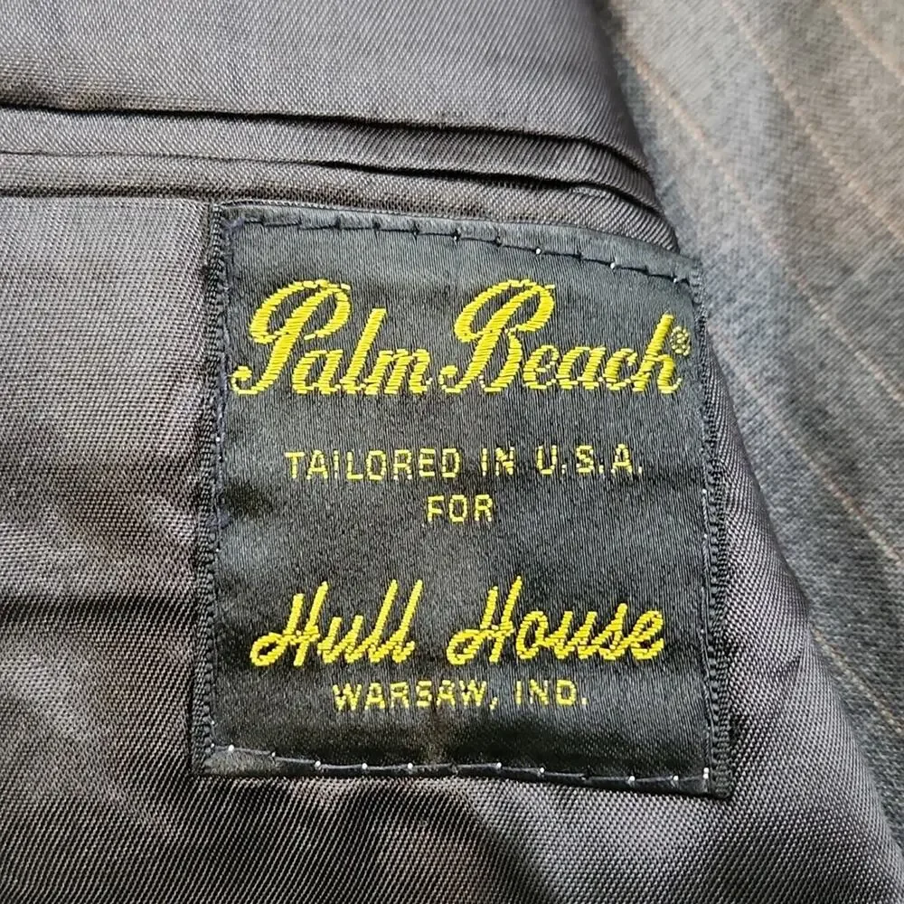 Vintage Palm Beach Gray Pinstriped Single Breasted Suit‎ 42 33x43 Business 80s